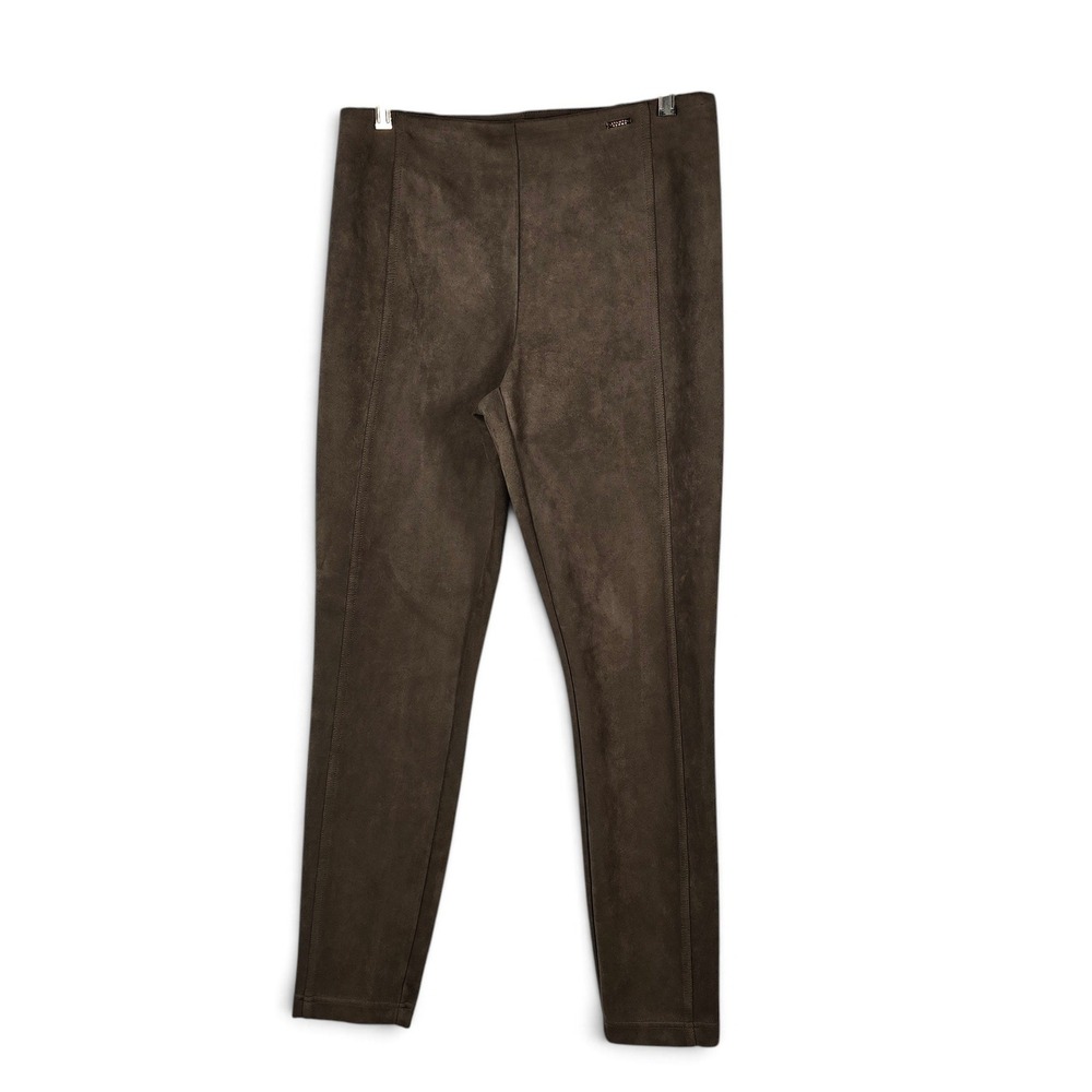Ivanka Trump Leggings Women Medium Brown Faux Suede Front Seam Stretch EUC Pants